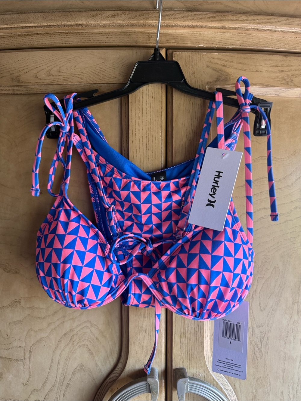 Hurley 🔥 Bikini Set Girls Pink and Blue Geometric Tie-Shoulder/ bottoms